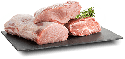 Schweinefleisch auf Platte angerichtet